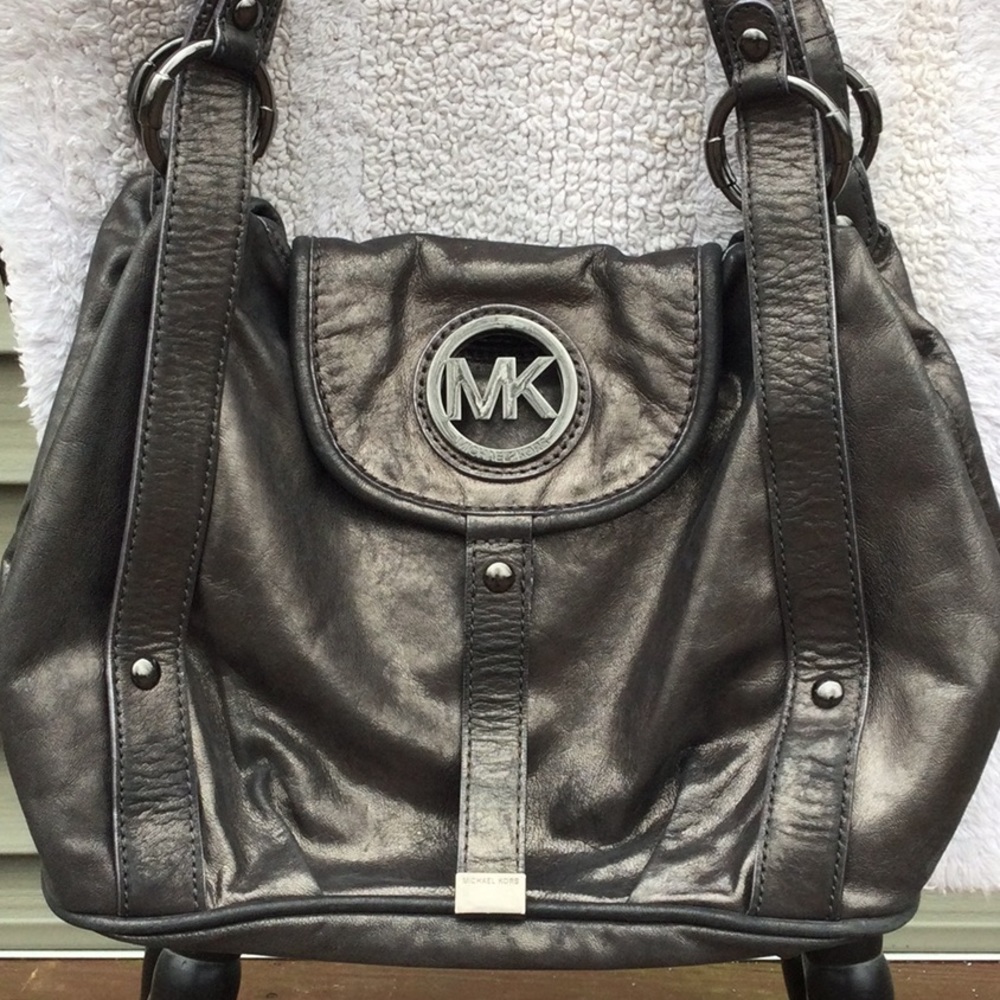 Michael Kors Charcoal Grey Leather Shoulder bag